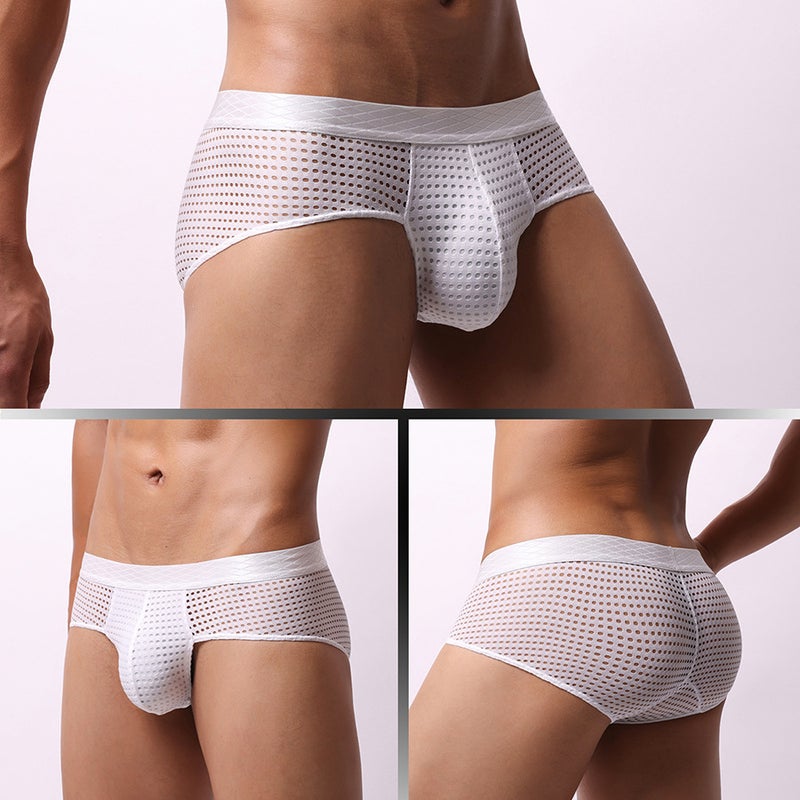 Japanese And Korean Style Breathable Men'S Large Mesh Low-Rise Wide Waistband Briefs E-109 - Image 4