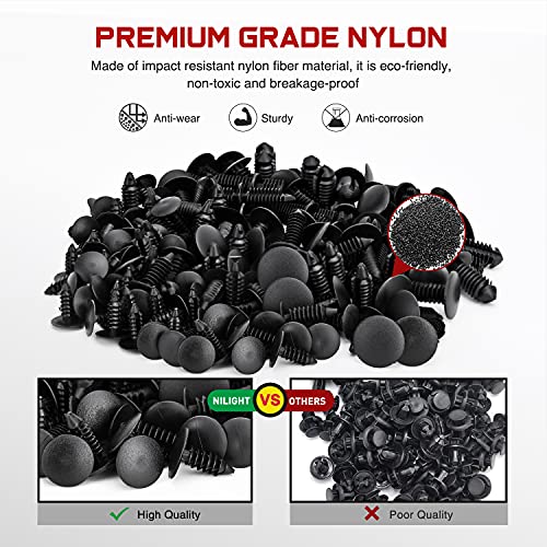 Nilight 146PCS Automotive Christmas Tree Clips Assortment -6 Most Common Sizes Universal Auto Body Shield Retainer Fastener Clip with Fasteners Remover, Replacement for GM Ford Honda Chrysler - Image 3