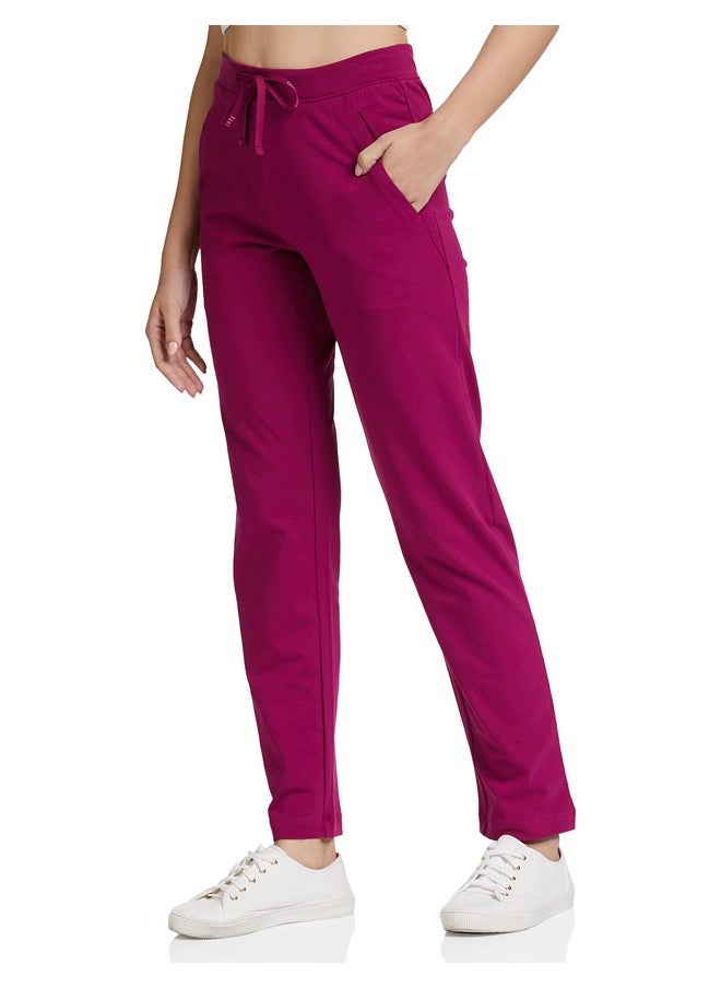 Van Heusen Van Heusen Women Relaxed Fit Lounge Pants - Cotton Elastane - Smart Tech+, Easy Stain Release, Moisture Wicking, Ultra Soft_55303_Burgundy_S  - Image 1