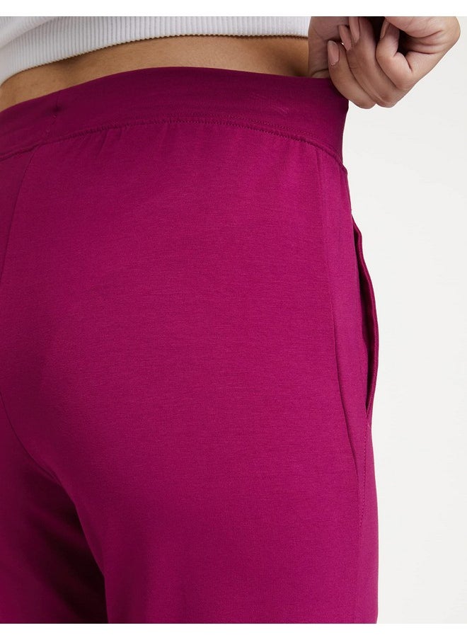 Van Heusen Van Heusen Women Relaxed Fit Lounge Pants - Cotton Elastane - Smart Tech+, Easy Stain Release, Moisture Wicking, Ultra Soft_55303_Burgundy_S  - Image 4