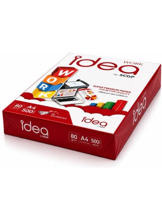 ورق تصوير وطباعة Idea Work مقاس A4 وزن 80 جم، 500 ورقة، ورق فاخر متعدد الاستخدامات للطابعات وآلات النسخ، ورق أبيض عالي السطوع للطباعة بالليزر والحبر والاستخدام المكتبي - view 2