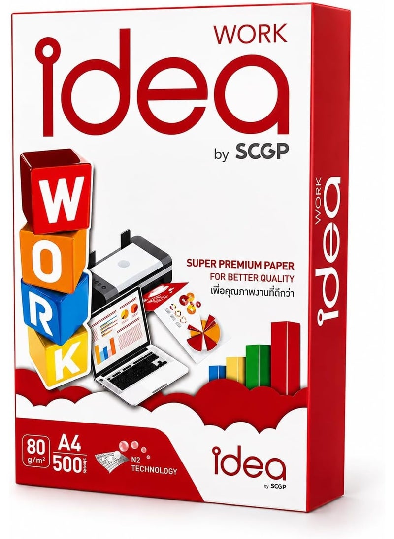 Dolphin Idea Work A4 Copy Paper 80 GSM 500 Sheets, Premium Multipurpose Printer & Copier Paper, High Brightness White Paper for Laser, Inkjet & Office Printing - Image 1