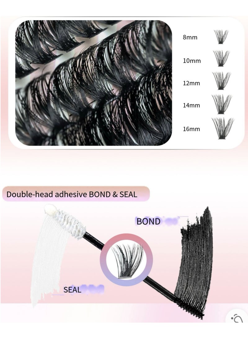 JOSQUEWNN 2 Styles DIY Eyelash Extension Kit, 8-16mm Mixed Individual Lashes Cluster, Natural Curl Personal Eyelash Set, Segmented False Eyelashes, Thick Eyelashes. - Image 5