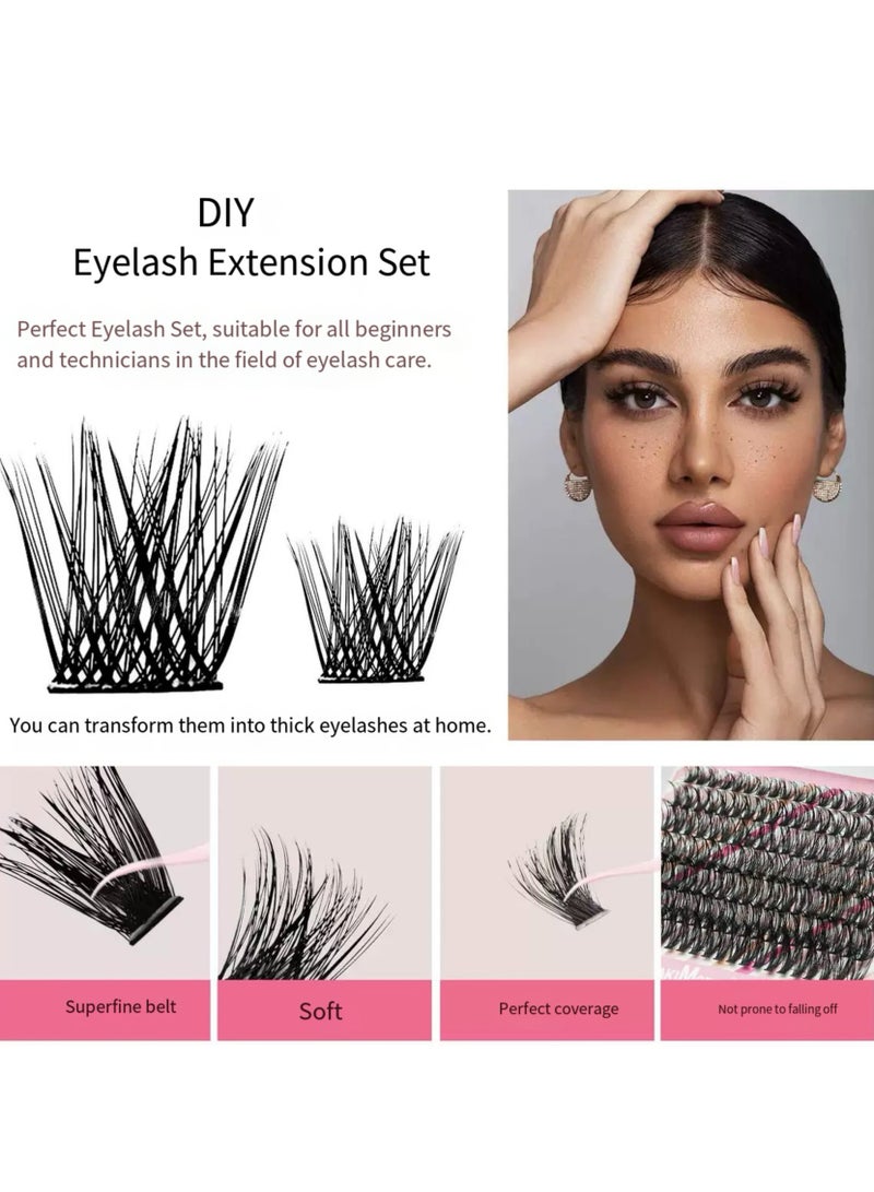 JOSQUEWNN 2 Styles DIY Eyelash Extension Kit, 8-16mm Mixed Individual Lashes Cluster, Natural Curl Personal Eyelash Set, Segmented False Eyelashes, Thick Eyelashes. - Image 4