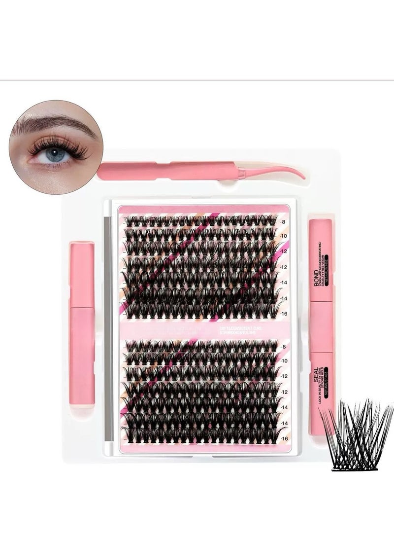 JOSQUEWNN 2 Styles DIY Eyelash Extension Kit, 8-16mm Mixed Individual Lashes Cluster, Natural Curl Personal Eyelash Set, Segmented False Eyelashes, Thick Eyelashes. - Image 3