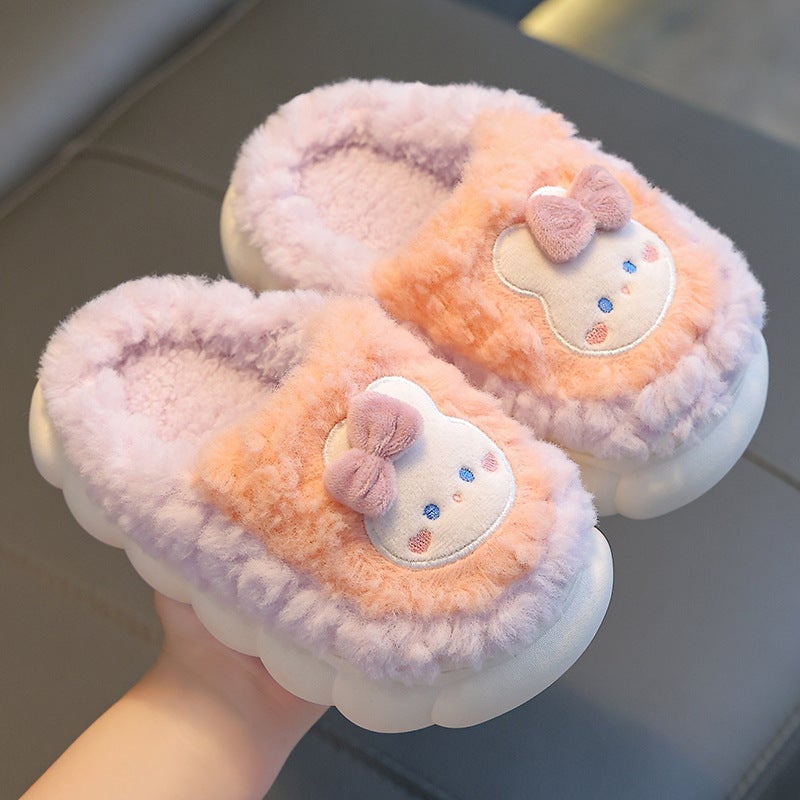 Winter Children'S Cotton Slippers For Boys And Girls Warm Non-Slip Fleece-Lined Parent Bag With Small And Medium-Sized Children'S Baby Mao Mao Cotton Slippers - Image 2