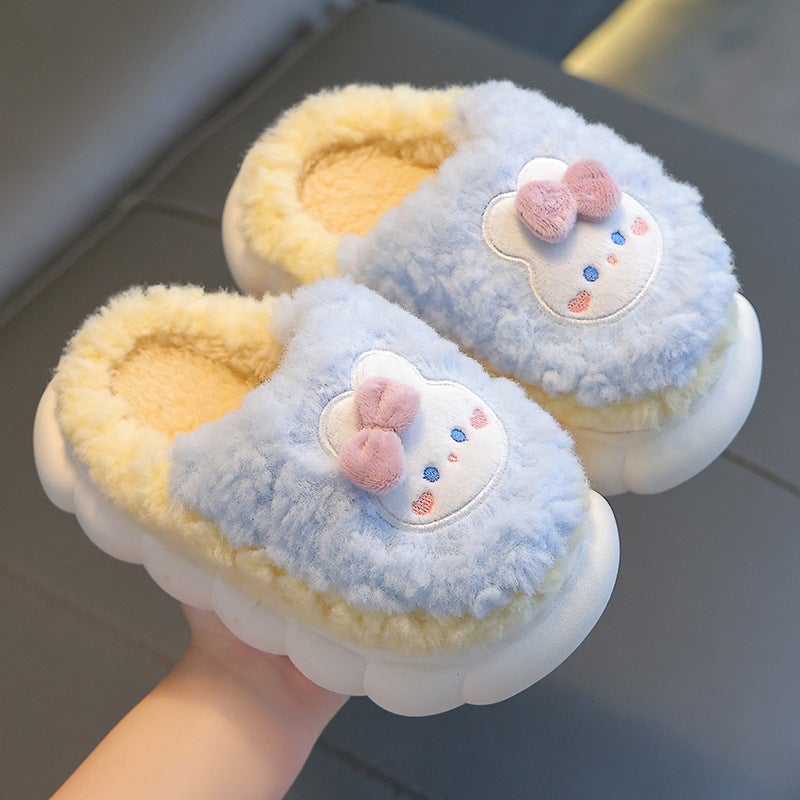Winter Children'S Cotton Slippers For Boys And Girls Warm Non-Slip Fleece-Lined Parent Bag With Small And Medium-Sized Children'S Baby Mao Mao Cotton Slippers - Image 3