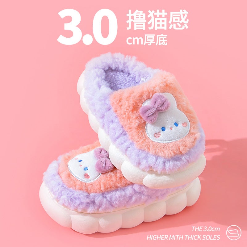 Winter Children'S Cotton Slippers For Boys And Girls Warm Non-Slip Fleece-Lined Parent Bag With Small And Medium-Sized Children'S Baby Mao Mao Cotton Slippers - Image 5