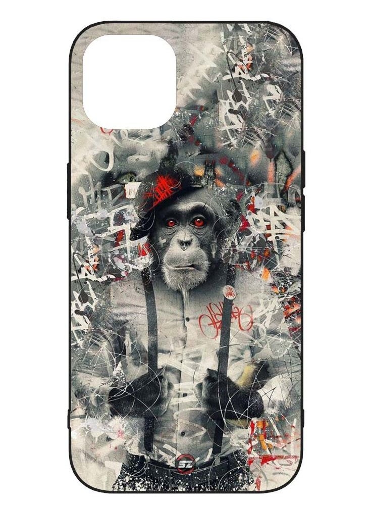 Service Zone - Protective Printed Mobile Cover Chimpanzee Monkey In Black And White For Apple iPhone 12 Pro Max - Image 1