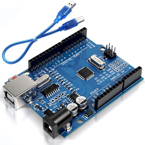 Hczykya UNO R3 Board ATmega328P with USB Cable(Arduino-Compatible) for Arduino, Input Voltage 7-12V, 16MHZ,14 Digital 1/0 pins Support PWM, SRAW 2KB, Compatible with RPi 4B/3B+/3B/2B/B+/Zero/Zero W - Image 1