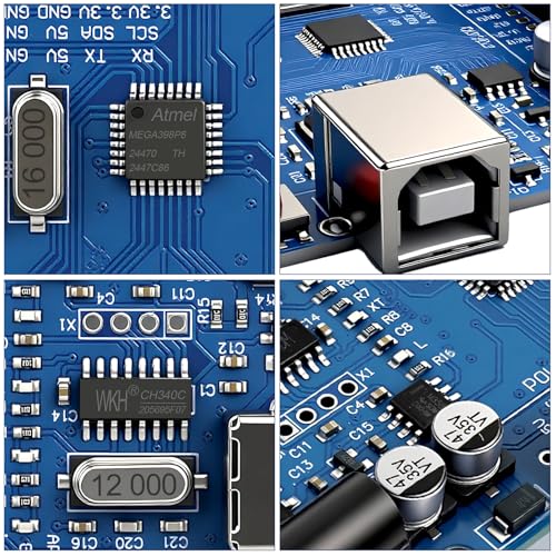 Hczykya UNO R3 Board ATmega328P with USB Cable(Arduino-Compatible) for Arduino, Input Voltage 7-12V, 16MHZ,14 Digital 1/0 pins Support PWM, SRAW 2KB, Compatible with RPi 4B/3B+/3B/2B/B+/Zero/Zero W - Image 4