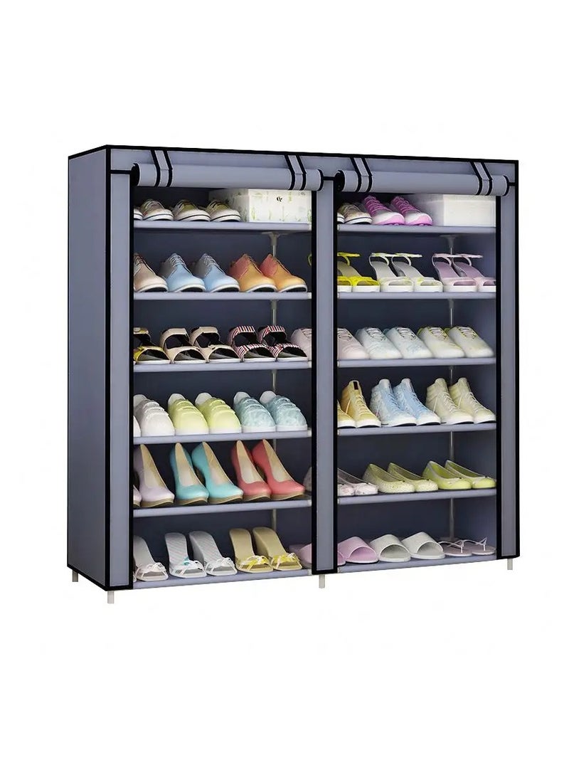 BLOOMING TIME 12 Tier Shoe Rack, Shoe Storage Hold up to 36 Pairs Shoes With No-woven Fabric Cover,Multi-layer Shoe Storage Cabinet 116cm X 30cm X 105cm - Image 1