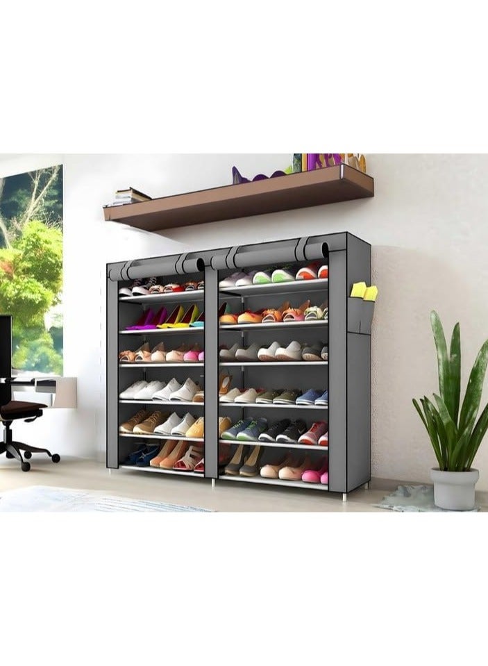 BLOOMING TIME 12 Tier Shoe Rack, Shoe Storage Hold up to 36 Pairs Shoes With No-woven Fabric Cover,Multi-layer Shoe Storage Cabinet 116cm X 30cm X 105cm - Image 2