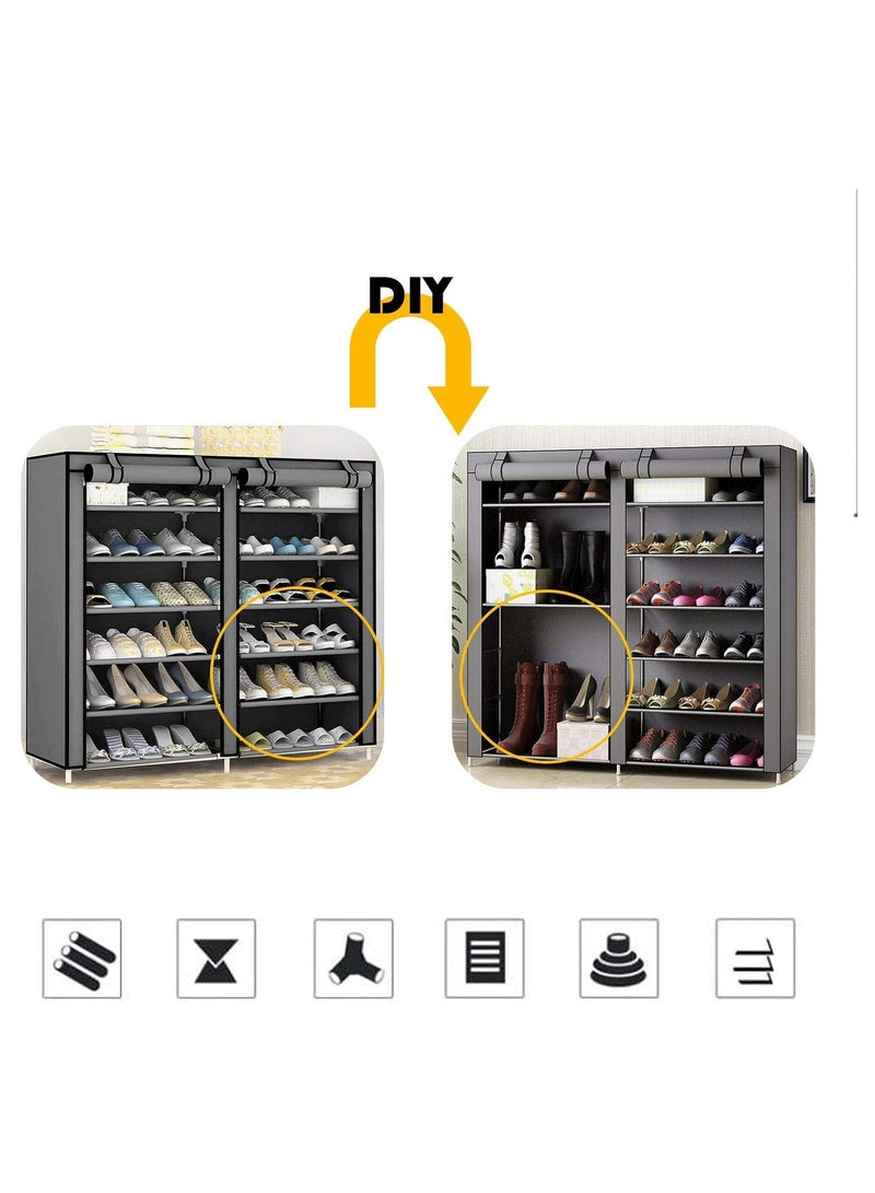 BLOOMING TIME 12 Tier Shoe Rack, Shoe Storage Hold up to 36 Pairs Shoes With No-woven Fabric Cover,Multi-layer Shoe Storage Cabinet 116cm X 30cm X 105cm - Image 3