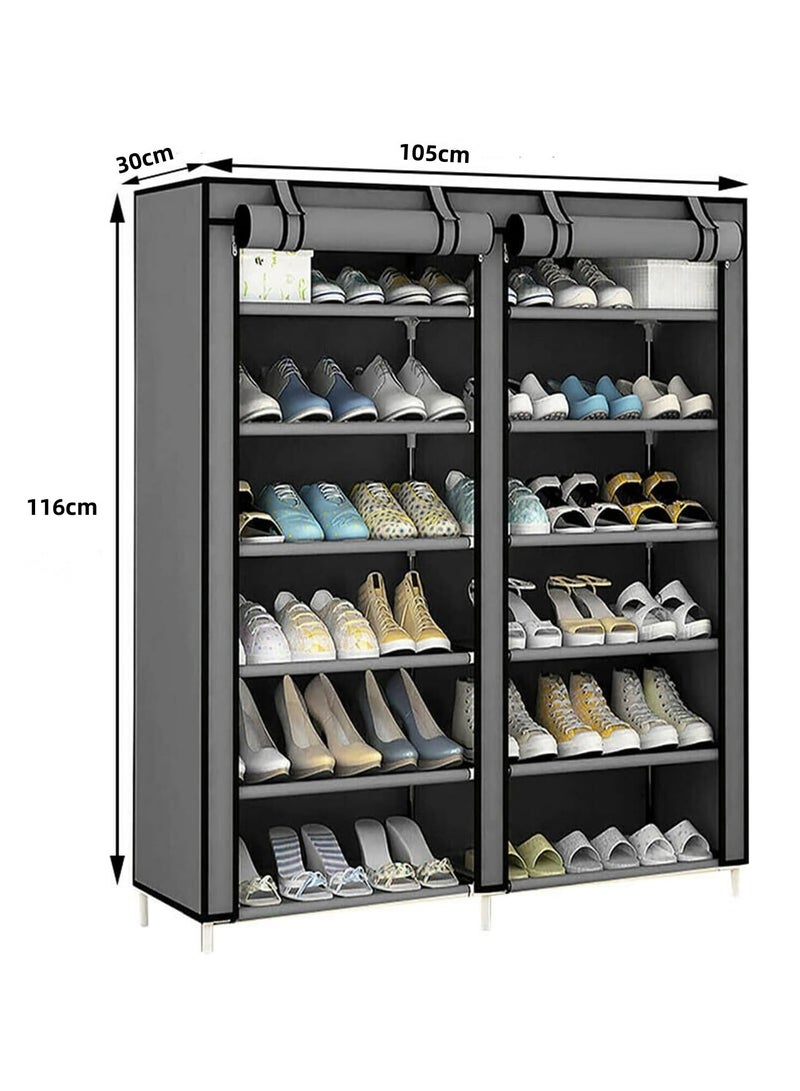 BLOOMING TIME 12 Tier Shoe Rack, Shoe Storage Hold up to 36 Pairs Shoes With No-woven Fabric Cover,Multi-layer Shoe Storage Cabinet 116cm X 30cm X 105cm - Image 4