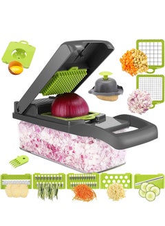 Vegetable Chopper - Time-and Labor-Saving Food Chopper - Pro Onion Chopper Vegetable Cutter and Dicers ，12 in 1 Multifunctional Veggie Chopper，Container for Salad Potato Carrot Garlic