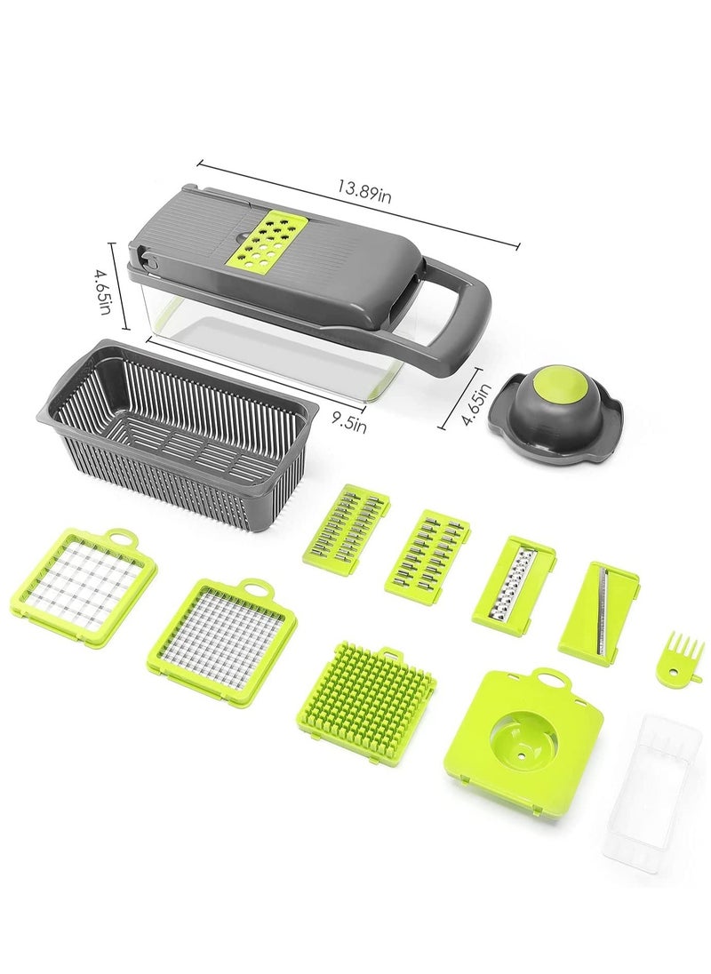 ELTRAZONE - Vegetable Chopper - Time-and Labor-Saving Food Chopper - Pro Onion Chopper Vegetable Cutter and Dicers ，12 in 1 Multifunctional Veggie Chopper，Container for Salad Potato Carrot Garlic - Image 1