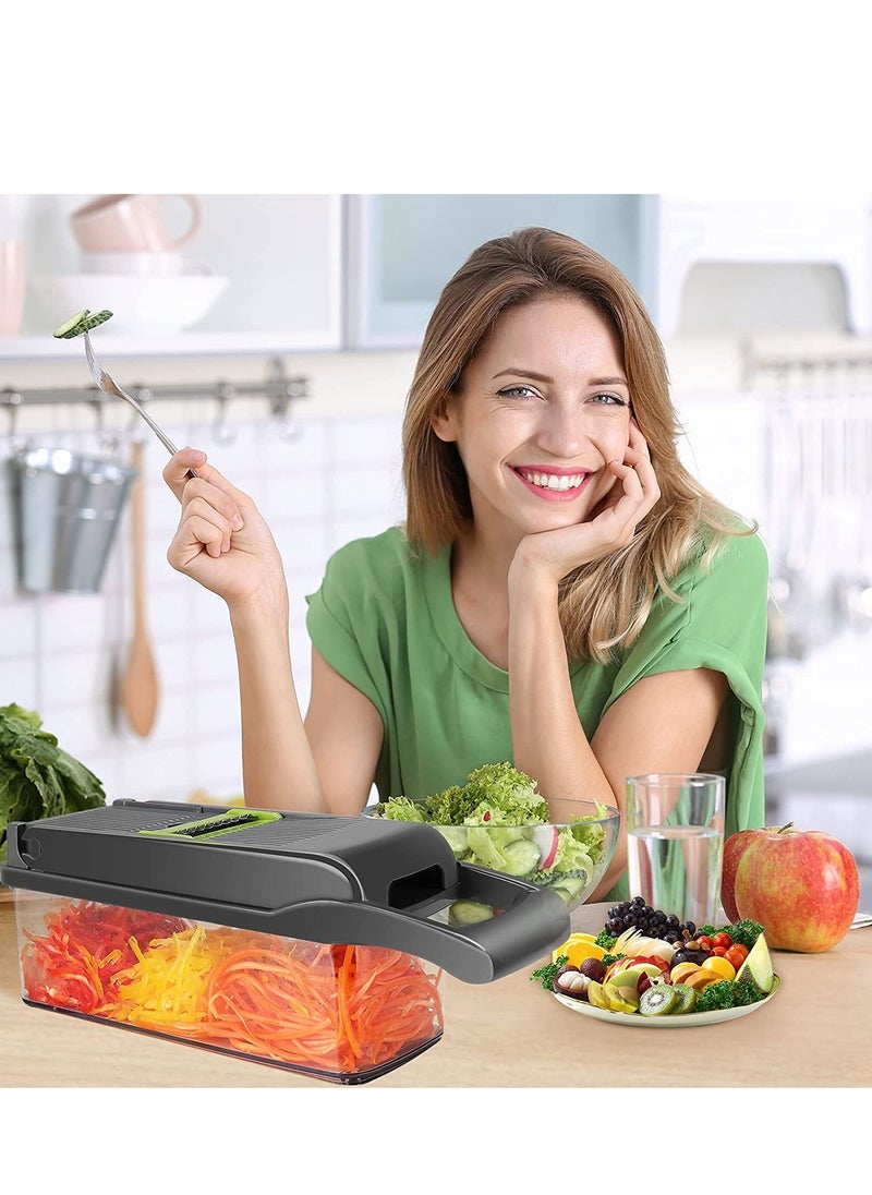 ELTRAZONE - Vegetable Chopper - Time-and Labor-Saving Food Chopper - Pro Onion Chopper Vegetable Cutter and Dicers ，12 in 1 Multifunctional Veggie Chopper，Container for Salad Potato Carrot Garlic - Image 1