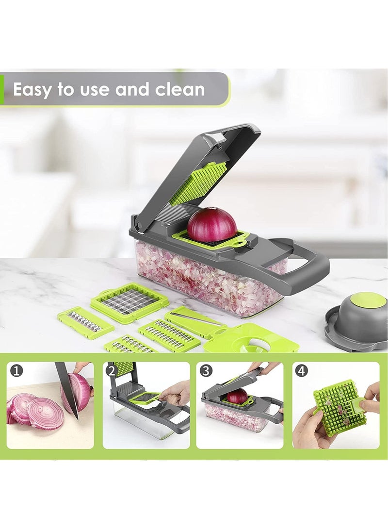 ELTRAZONE - Vegetable Chopper - Time-and Labor-Saving Food Chopper - Pro Onion Chopper Vegetable Cutter and Dicers ，12 in 1 Multifunctional Veggie Chopper，Container for Salad Potato Carrot Garlic - Image 1