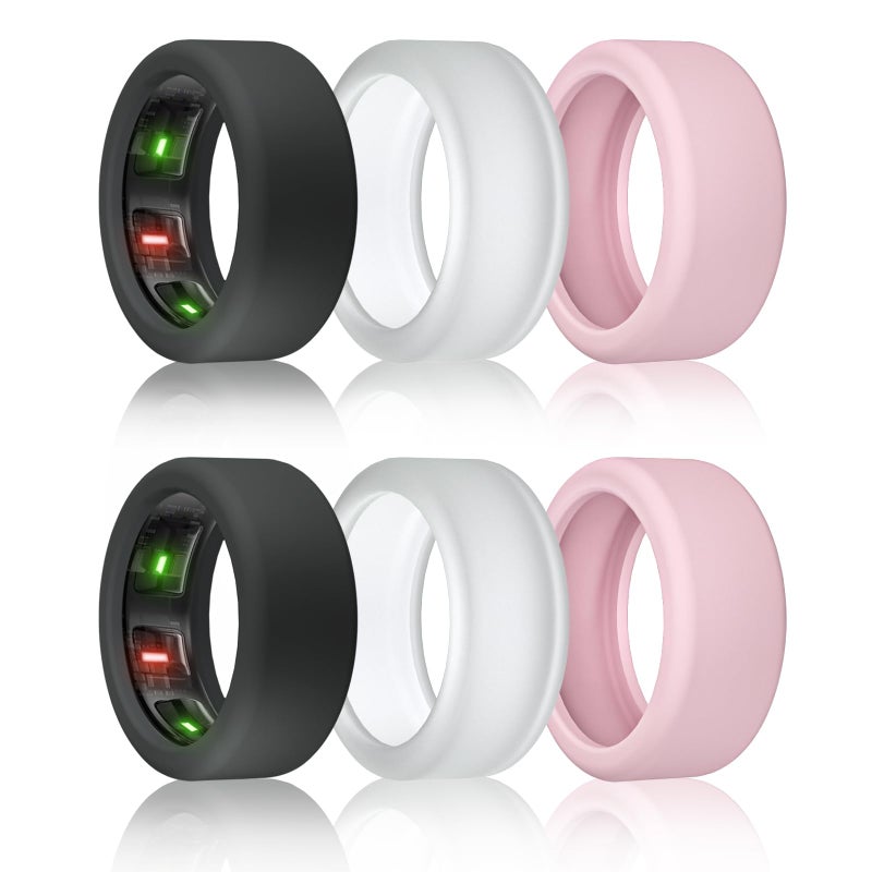 BandSmith Silicone Ring Cover Compatible with Oura Ring Protector, Elastic Case for Oura Ring Gen 4/3 Working Out - Patent Protected (Black+Transparent, M for 11/12/13) - Image 1