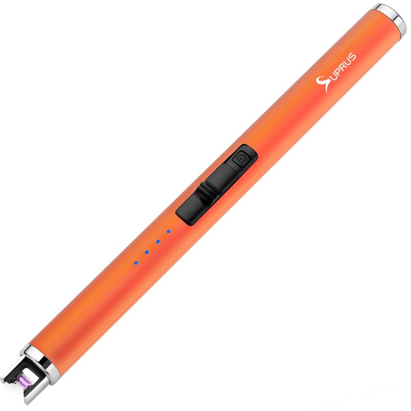 SUPRUS Fluorescent Lighter Glows in The Dark USB Lighter Rechargeable Windproof Pocket Size for Candle Cooking BBQ in Party (Orange) - Image 1