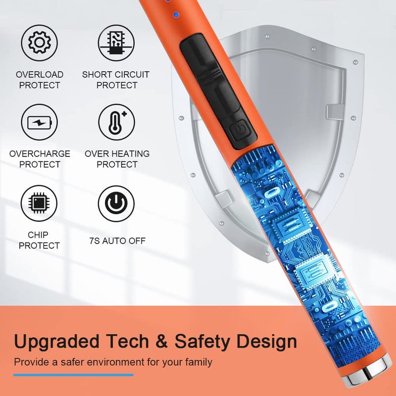 SUPRUS Fluorescent Lighter Glows in The Dark USB Lighter Rechargeable Windproof Pocket Size for Candle Cooking BBQ in Party (Orange) - Image 4