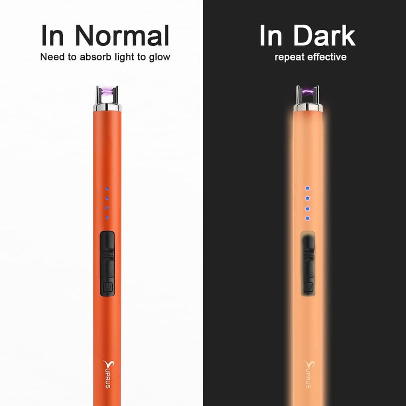 SUPRUS Fluorescent Lighter Glows in The Dark USB Lighter Rechargeable Windproof Pocket Size for Candle Cooking BBQ in Party (Orange) - Image 3