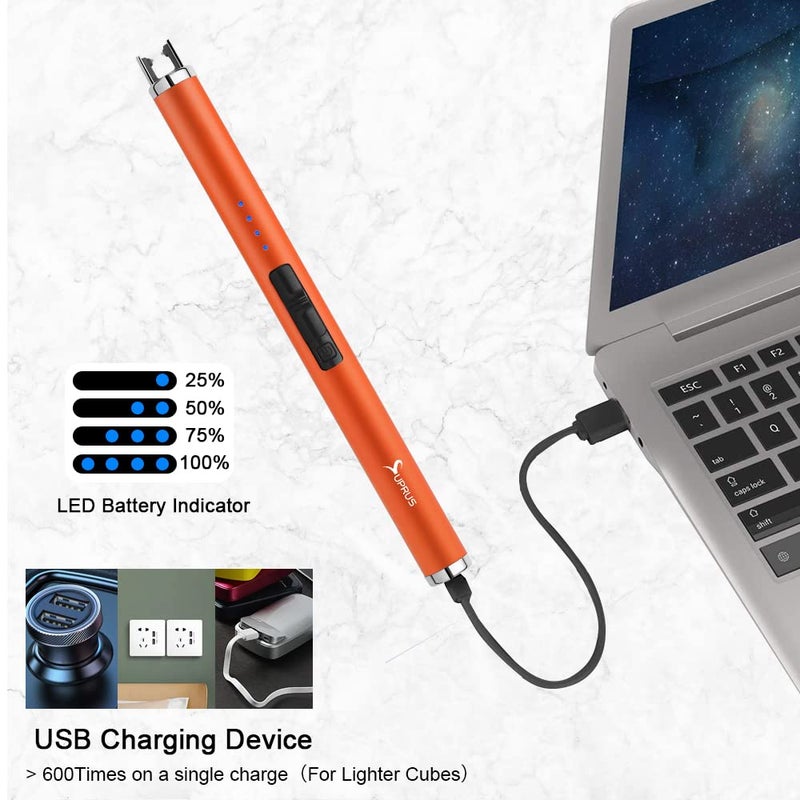 SUPRUS Fluorescent Lighter Glows in The Dark USB Lighter Rechargeable Windproof Pocket Size for Candle Cooking BBQ in Party (Orange) - Image 5