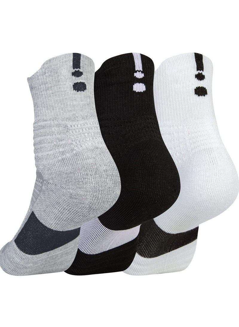 Y&D Basketball Socks, Men's Sports Socks Thickened Mid Tube Badminton Running Outdoor Elite Sweat Absorbing Non-Slip for Teens and Adults (3 Pairs)  - Image 1