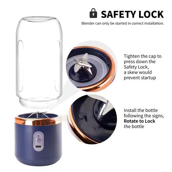 Qlect Portable Blender for Smoothies & Juices | 400ML Compact Jar for Soft Fruits | 40W Motor Crushes Ice | Auto-Stop After 40s | 1500mAh Rechargeable Juicer with Built-in Jar - Image 5
