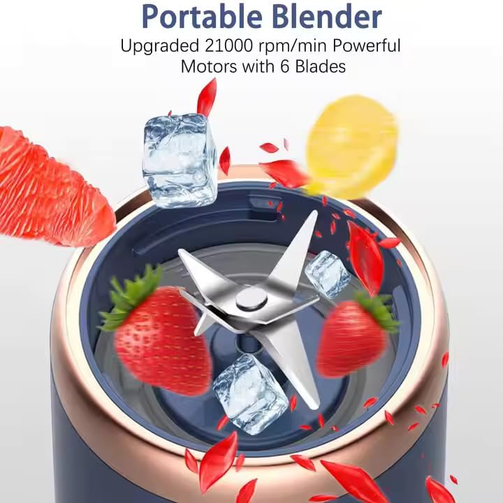 Qlect Portable Blender for Smoothies & Juices | 400ML Compact Jar for Soft Fruits | 40W Motor Crushes Ice | Auto-Stop After 40s | 1500mAh Rechargeable Juicer with Built-in Jar - Image 4