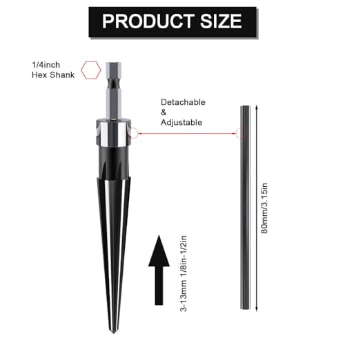 Serplex® 2Pcs Hand Reamer Set 3-13mm, T Handle Tapered Reamers with Detachable Cross Bar, 1/4" Hex Shank, Manual & Power Tool Use, Carbide Alloy, for Wood, Metal, Plastic DIY & Professional Repair - Image 2