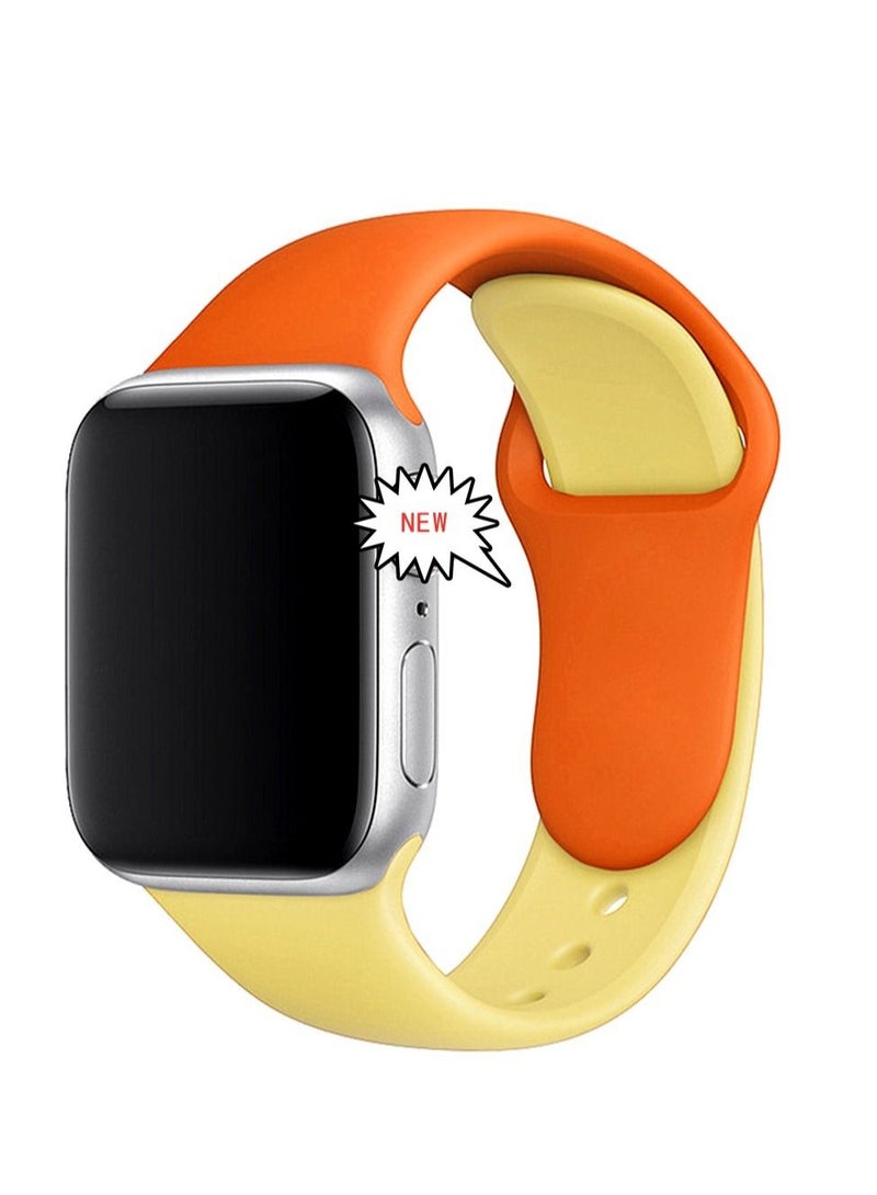 Dual Color Soft Silicone Watch Strap For Apple Watch Band 42mm/44mm/45mm For iWatch Series 7/6/SE/5/4/3/2/1/ - Image 1