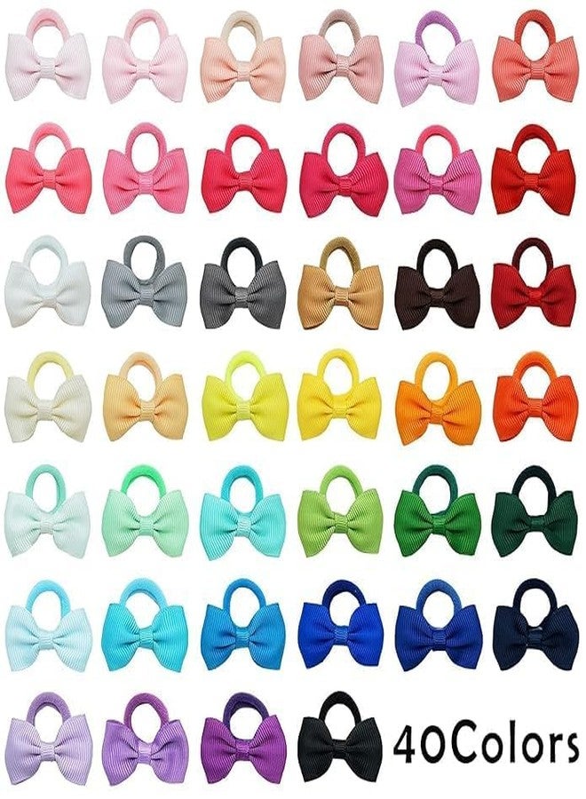 Tintoo 16 PCS Plain 2 Inches Baby Girls Hair Bows Ties || Elastic Hair Rubber Ribbon Hair Band || Multi-colored for kids infants and toddler(8 pairs) with storage box - Image 4