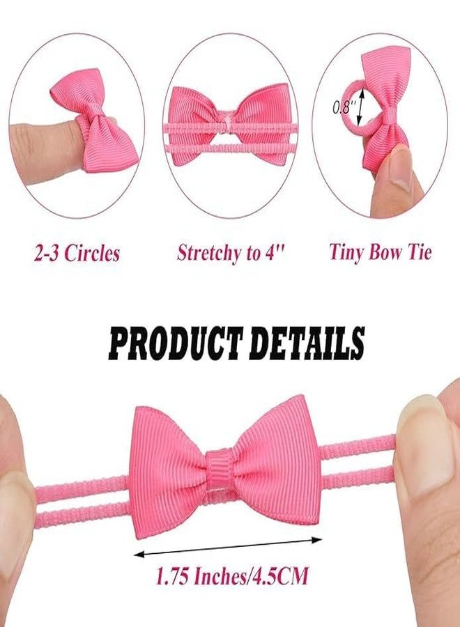 Tintoo 16 PCS Plain 2 Inches Baby Girls Hair Bows Ties || Elastic Hair Rubber Ribbon Hair Band || Multi-colored for kids infants and toddler(8 pairs) with storage box - Image 3