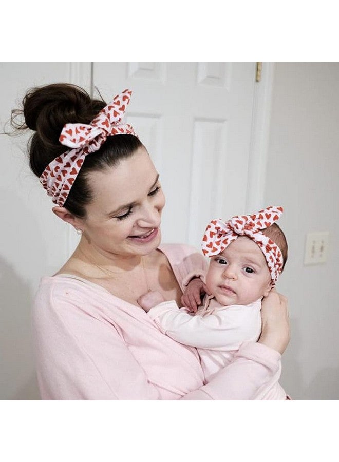 Cinaci 12 Pack/6 Set Floral Print Diy Parentchild Mom Mum Mommy And Me Baby Girl Toddlers Rabbit Ear Bow Headbands Hair Accessories - Image 2