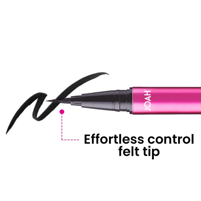 JOAH Line Up Liquid Eyeliner with Precision Felt Tip, Fast-Drying & Waterproof, Long Lasting, Smudge Proof Eye Liner, Effortless Control, Biotin Infused, Black - Image 2