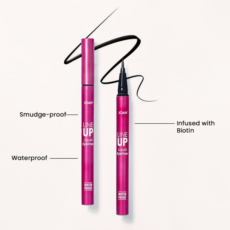 JOAH Line Up Liquid Eyeliner with Precision Felt Tip, Fast-Drying & Waterproof, Long Lasting, Smudge Proof Eye Liner, Effortless Control, Biotin Infused, Black - Image 3