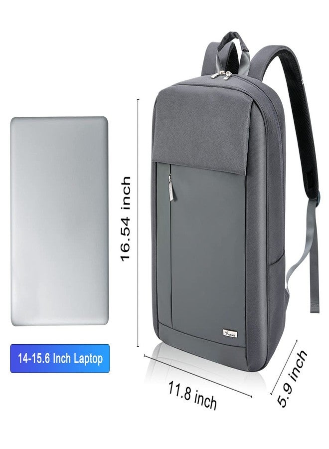 Voova Travel Laptop Backpack for Men Women, Slim Lightweight Backpack Bookbag with Laptop Compartment for Work Business and College, Waterproof Computer Bag Fits 14-15.6 Inch Notebook, Grey - Image 3