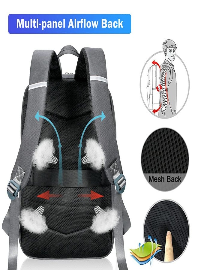 Voova Travel Laptop Backpack for Men Women, Slim Lightweight Backpack Bookbag with Laptop Compartment for Work Business and College, Waterproof Computer Bag Fits 14-15.6 Inch Notebook, Grey - Image 5
