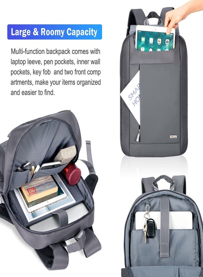Voova Travel Laptop Backpack for Men Women, Slim Lightweight Backpack Bookbag with Laptop Compartment for Work Business and College, Waterproof Computer Bag Fits 14-15.6 Inch Notebook, Grey - Image 2