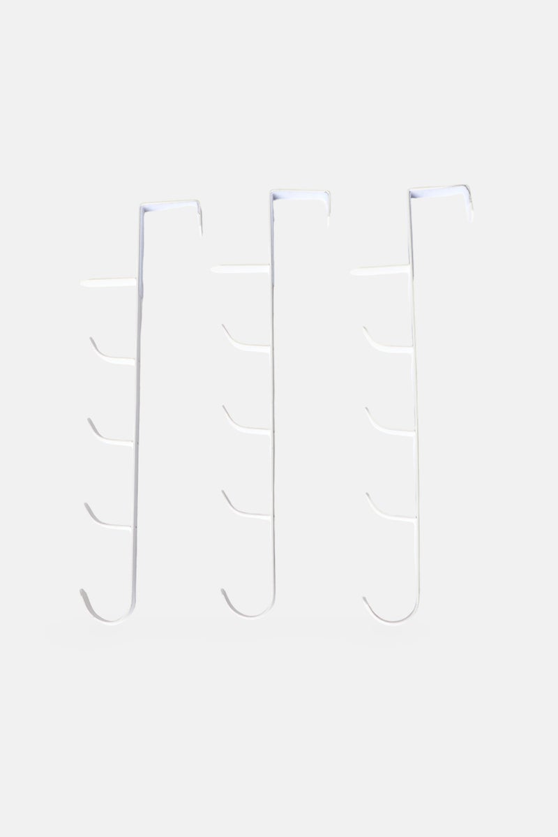 Farberware 3 Pieces Stainless Steel Over The Door Hooks, White - Image 2
