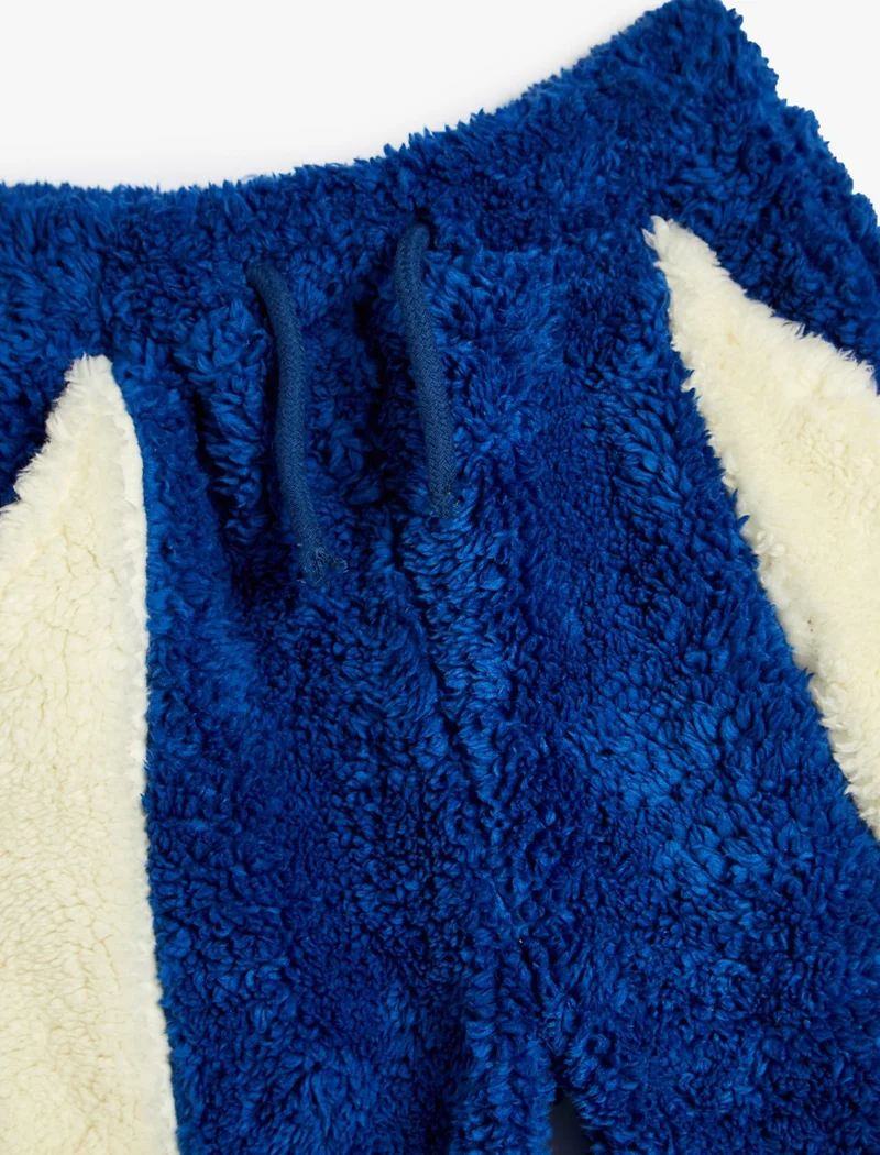 كوتون Plush Sweatpants with Contrast Tie Waist Fillet Pocket