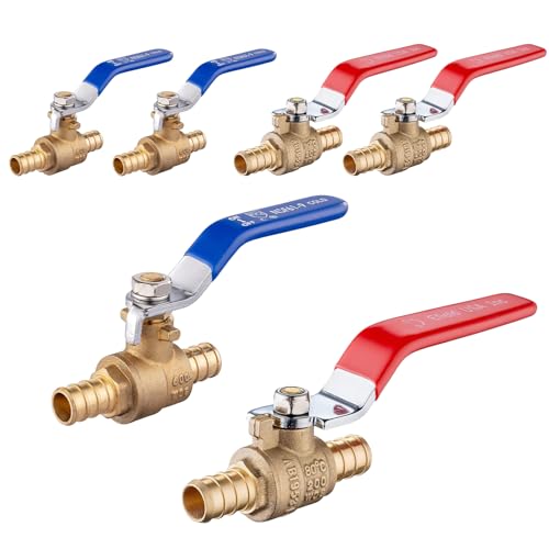 EFIELD 6Pack EFIELD 12 Inch Pex Brass Full Port Shutoff Ball Valve for Hot and Cold WaterPotable Water Pex Barb Crimp ConnectionVALVE182 - Image 1