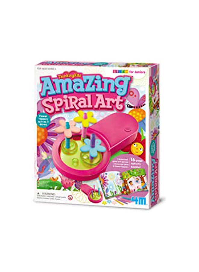 4m 4M Thinking Kits Amazing Spiral Art from STEAM for Juniors, Flower Toppers Spin as The Motorized Art Spinner Draws 16-Page Full Color Activity Book Included, Ages 4+ 
