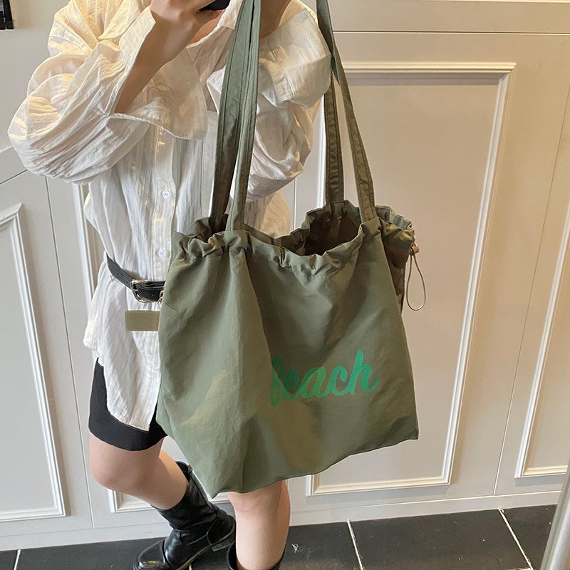 Bag Women'S Shoulder Canvas Bag Printed Large Capacity Japanese Style Tote Bag Simple Portable Handbag Casual Handbag - Image 5