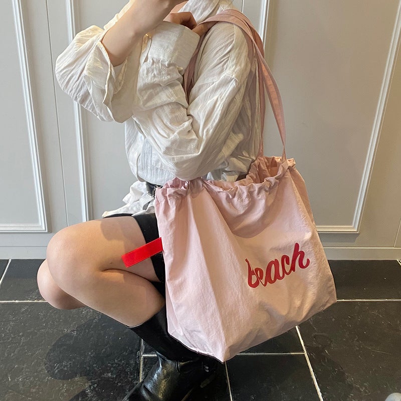 Bag Women'S Shoulder Canvas Bag Printed Large Capacity Japanese Style Tote Bag Simple Portable Handbag Casual Handbag - Image 4