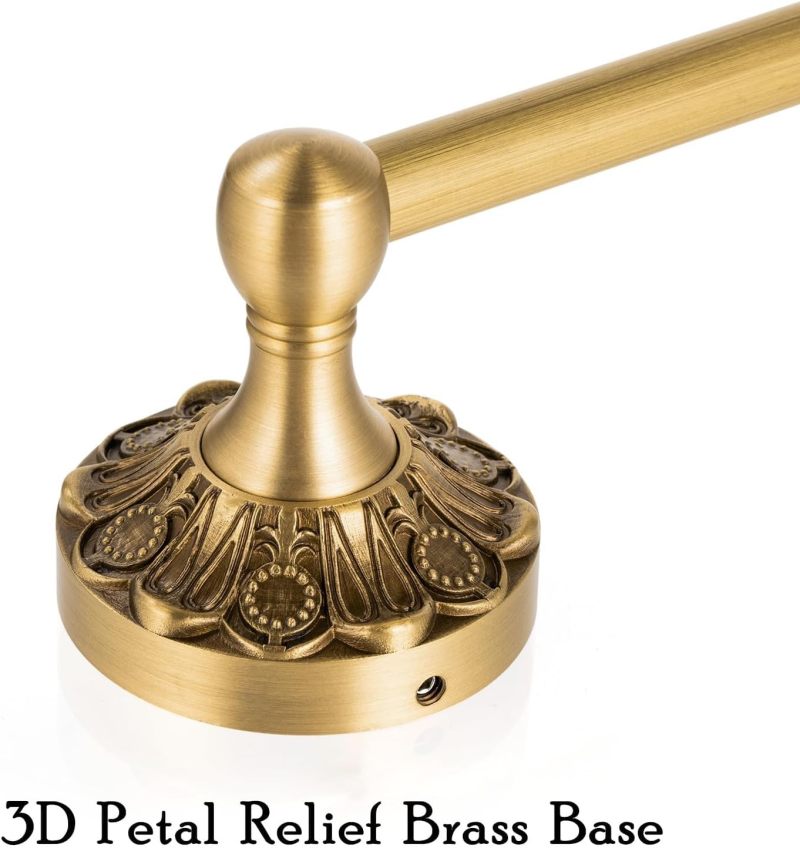 Antique Brass Toilet Paper Holder Petal-Embossed Wall Mounted - Vintage Gold Bathroom Accessory for Classic Decor - Image 1