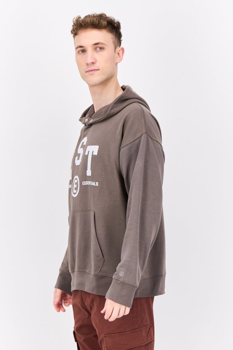 Established Redefining Essentials Men Hooded Long Sleeve Embroidered Sweatshirt, Dark Grey - Image 3