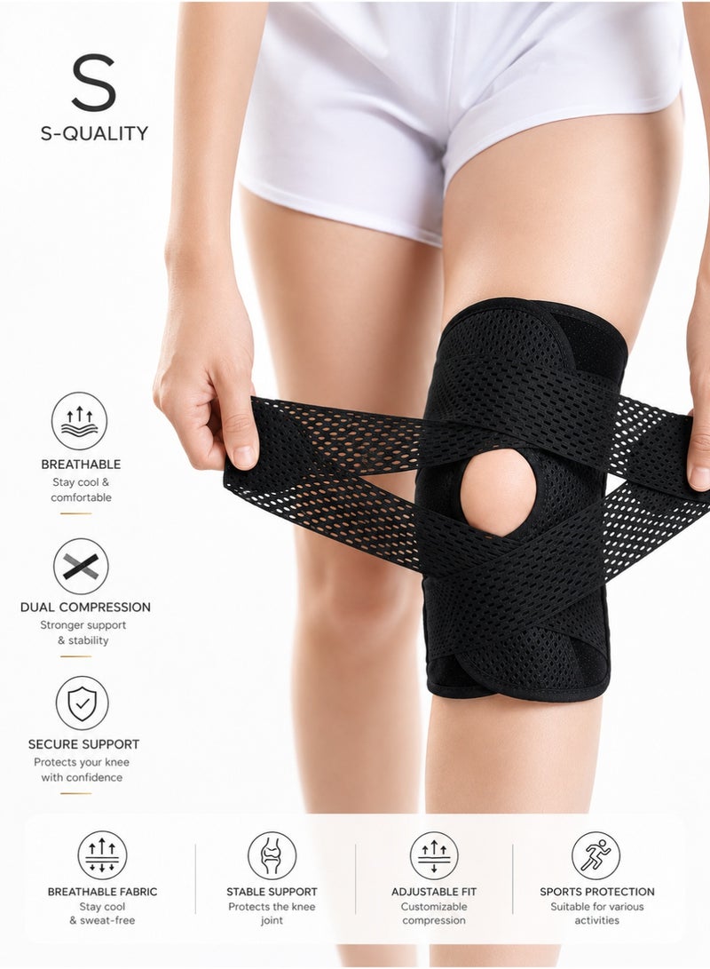 S-Quality Knee Brace with Side Stabilizer, Knee Protector for Meniscus Torn Knee Pain ACL MCL Arthritis Injury Recovery, Sports Protective Equipment - Image 1